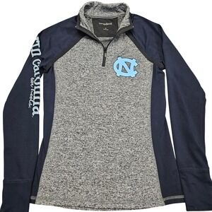 North Carolina Tar Heels Quarter Zip Pullover S Gray Navy Blue Collegiate UNC
